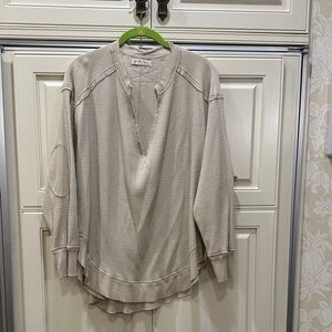 Free People Cream Waffle Knit Sweater